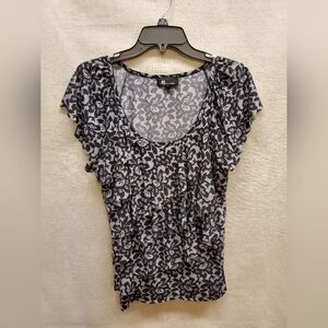 AB Studio Ruffle Black Top in Size L